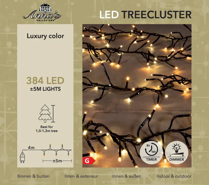 1-1,3M TREECLUSTER 5M/384LED WARM WHITE / CLASSIC - 4MTR LEA