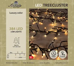 1-1,3M TREECLUSTER 5M/384LED WARM WHITE / CLASSIC - 4MTR LEA