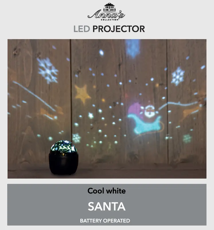 B.O. LED  PROJECTOR 11.5X13CM/3XAA WITH DC SOCKET - COLOURB