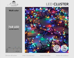 CLUSTER LIGHTS 768L/4,5M LED MULTI - 4M LEADCABLE BLACK