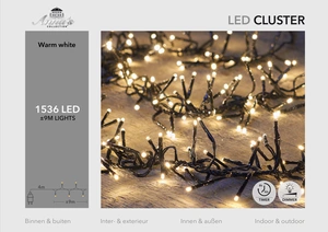 Clusterverlichting 1536L/9M LED WARM WHITE - 4M LEADCABLE BLACK