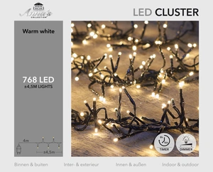 Clusterverlichting 768L/4,5M LED WARM WHITE - 4M LEADCABLE BLACK