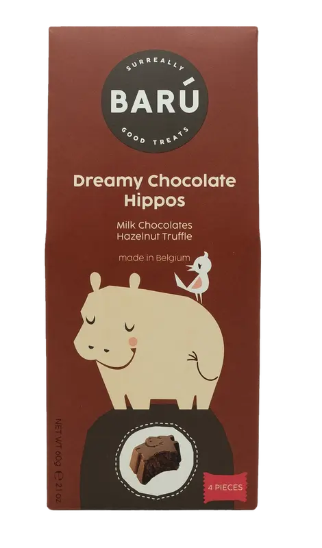 Dreamy Chocolade Hippos Hazelnoot Truffel 60G - afbeelding 1