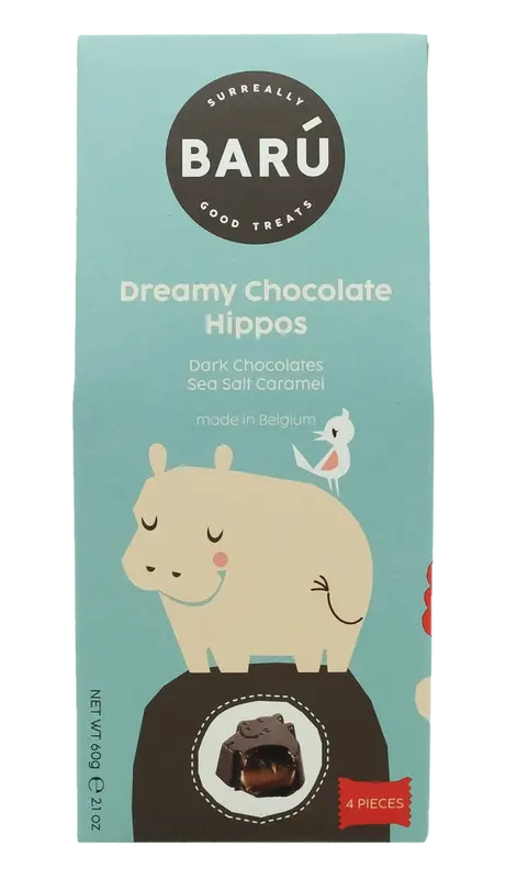 Dreamy Chocolade Hippos Zeezout Caramel 60G - afbeelding 1