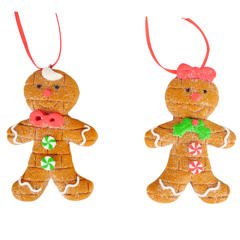 Orn.claydough gingerbread 8cm 2 stuks