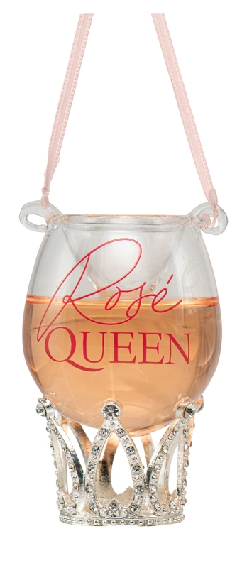 Orn.glas rose wijn Rosé Queen l7.5cm - afbeelding 1