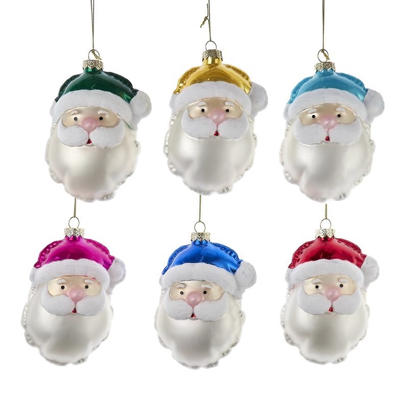 Orn.glas santa hoofd ballon 15cm