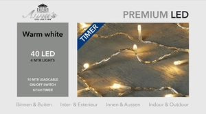 PREMIUM LED 40L/4MTR WARM WHITE - 10M LEADCABLE  TRANSPARENT